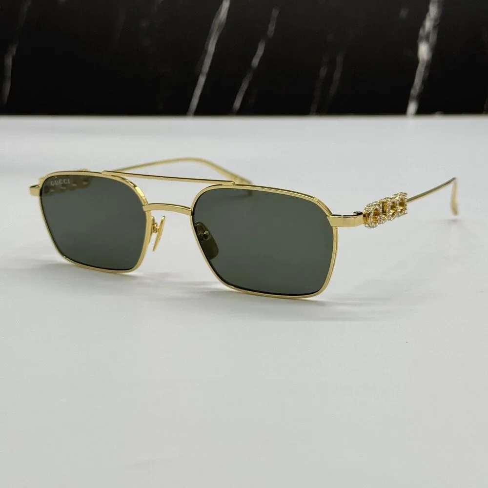 NEW GUCCI SUNGLASSES GOLD UNISEX EYEWEAR GUCCI GG1804S 001